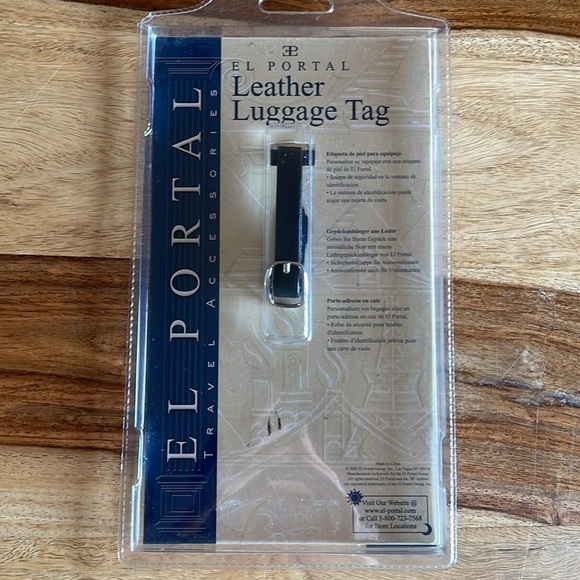 NIB El Portal Black Leather Luggage Tag - Picture 2 of 4